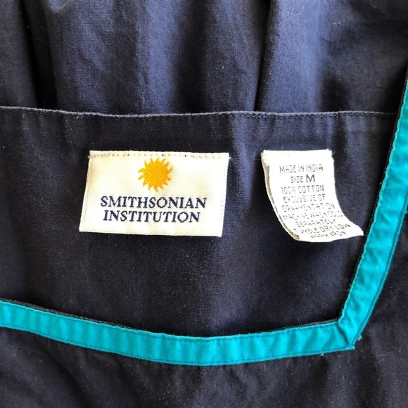 Smithsonian Institution House Dress Kaftan Embroidered Sea Fish Appliqué Blue M - Picture 6 of 6